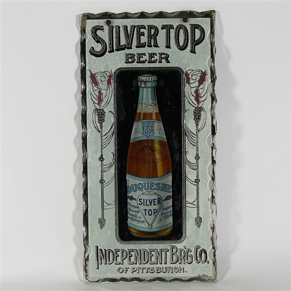 Silver Top Beer Independent Brg Duquesne Bottle Pre-Prohibition RPG Sign RARE