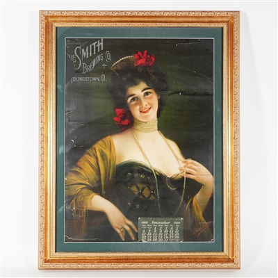 Smith Brewing Youngstown Pretty Woman 1908 Calendar Chromolithograph RARE