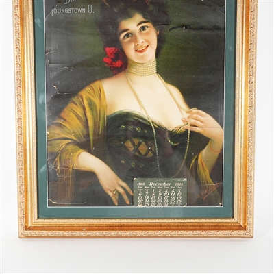 Smith Brewing Youngstown Pretty Woman 1908 Calendar Chromolithograph RARE