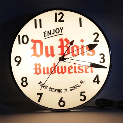 Du Bois Brewing Budweiser Pam Clock NOS ORIGINAL BOX