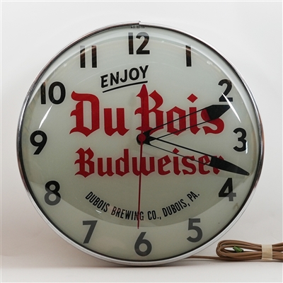 Du Bois Brewing Budweiser Pam Clock NOS ORIGINAL BOX