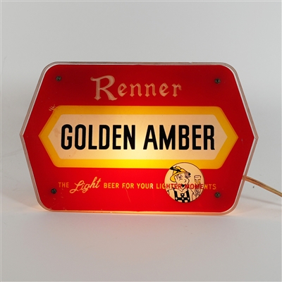 Renner Golden Amber Light Beer Your Lighter Moments Illuminated Sign SCARCE