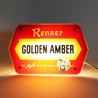 Renner Golden Amber Light Beer Your Lighter Moments Illuminated Sign SCARCE