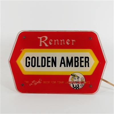 Renner Golden Amber Light Beer Your Lighter Moments Illuminated Sign SCARCE