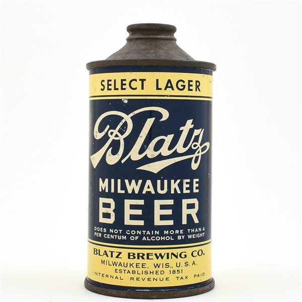 Blatz Beer Cone Top DNCMT 4 PERCENT UNLISTED