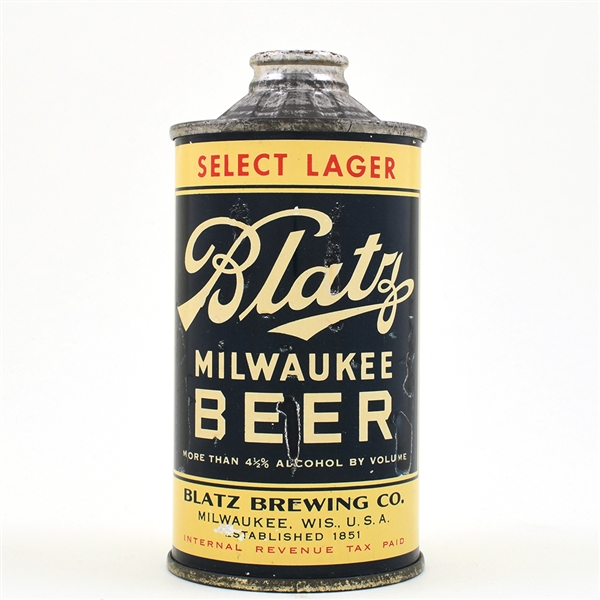 Blatz Beer Flat Bottom Inverted Rib FBIR Cone Top 153-6