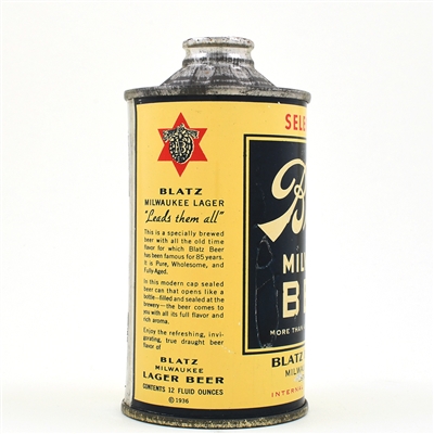 Blatz Beer Flat Bottom Inverted Rib FBIR Cone Top 153-6