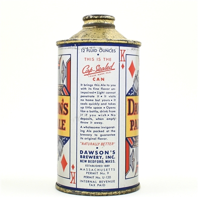 Dawsons Pale Ale Cone Top WITH U PERMIT 158-25 RARE THIS CLEAN