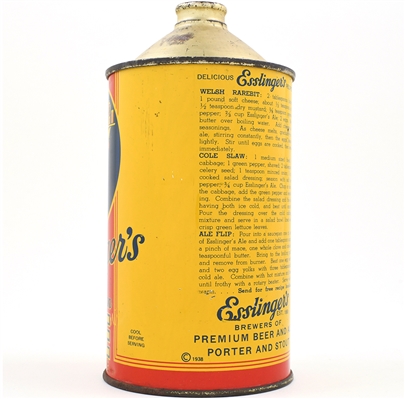 Esslingers Little Man Ale Quart Cone Top CROWN 208-8 OUTSTANDING