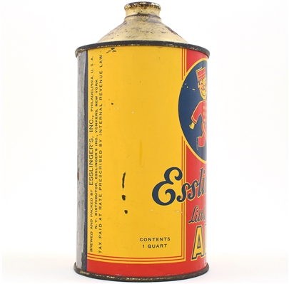 Esslingers Little Man Ale Quart Cone Top CROWN 208-8 OUTSTANDING
