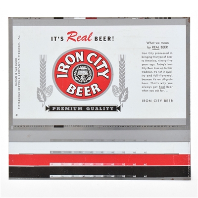 Iron City Beer Throwback Unrolled Test Spec Pull Tab Sheet UNLISTED