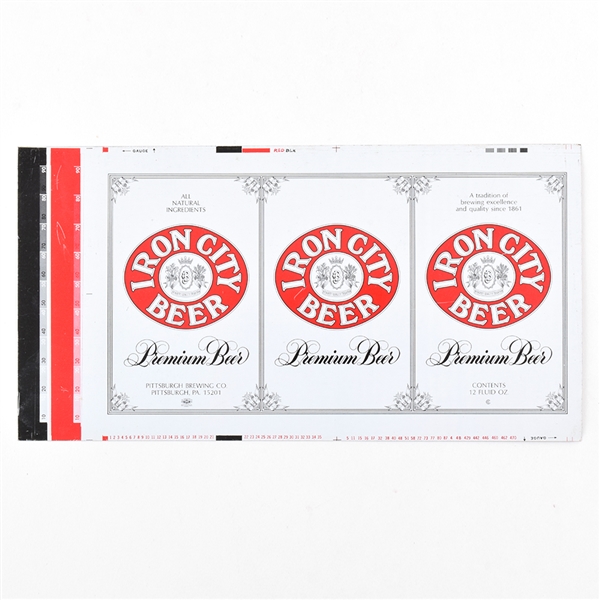 Iron City Beer Unrolled Pull Tab Sheet 79-28