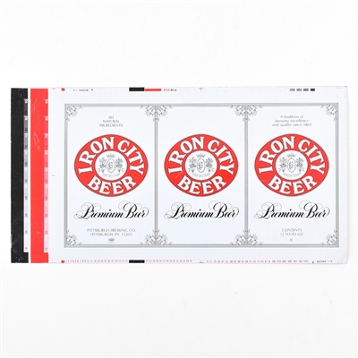 Iron City Beer Unrolled Pull Tab Sheet 79-28