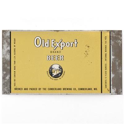 Old Export Beer Unrolled Cone Top Sheet IRTP WITH ALC STATEMENT 176-11