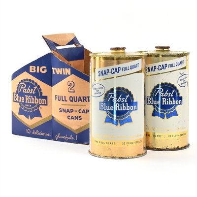 Pabst Blue Ribbon Quart Snap Cap Carton and 2 Cans MILWAUKEE 217-3