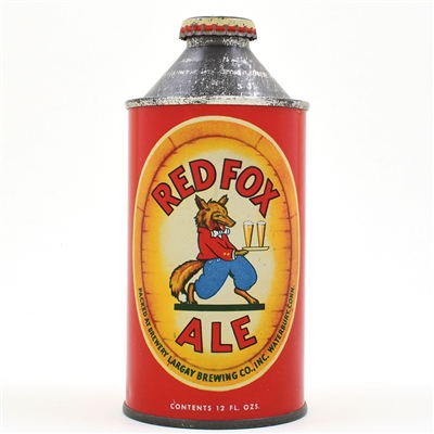 Red Fox Ale Cone Top GREEN BAR L180-25 RARE OUTSTANDING