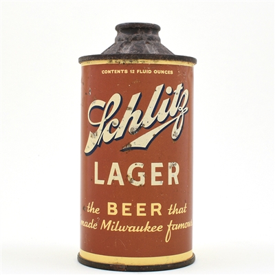Schlitz Lager Beer Flat Bottom Cone Top LESS THAN 4 PERCENT UNLISTED