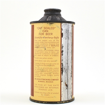 Schlitz Lager Beer Flat Bottom Cone Top LESS THAN 4 PERCENT UNLISTED