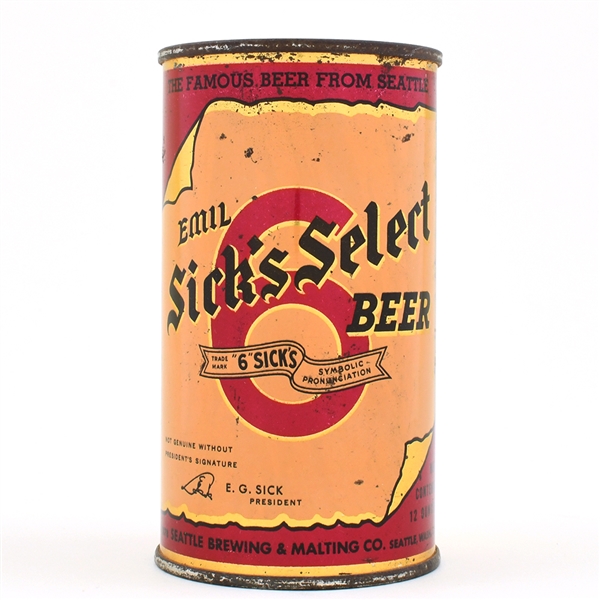 Sicks Select Beer Instructional Flat Top EMIL IRTP 133-16 USBCOI 750 RARE