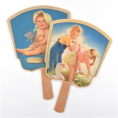 Royal Crown RC Cola Nehi 1950s Cardboard Fans Lot of 2