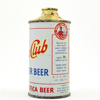 Utica Club Beer Cone Top NO TEXT AT TOP 188-5 TOUGH