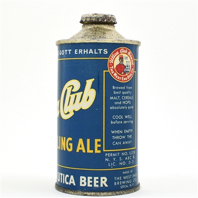 Utica Club Sparkling Ale Cone Top TEXT AT TOP U PERMIT 187-30 MINTY