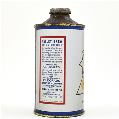 Valley Brew Beer Cone Top 188-10 EXCELLENT