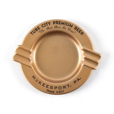 Tube City Beer 1930s Deco Design Metal Ash Tray