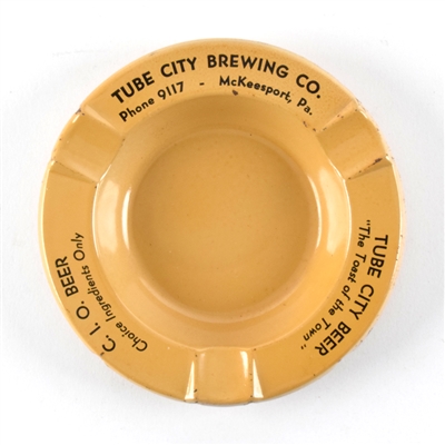 Tube City Beer 1950s Metal Ash Tray