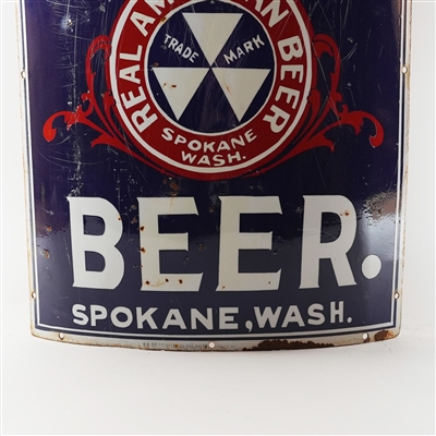 Schade Brewing Real American Beer Spokane WA Pre-Proh Porcelain Corner Sign RARE
