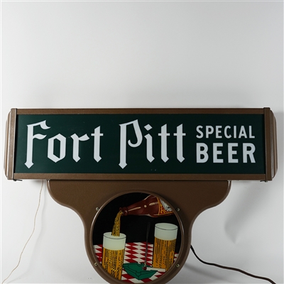 Fort Pitt Special Beer Bottle Pouring Into Glass Illuminated Sign