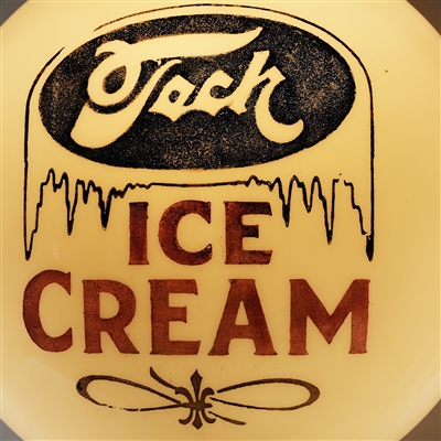 Tech Ice Cream 2 Sided Glass Illuminated Globe Sign RARE