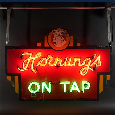 Hornung's On Tap 2 Sided Tin Neon Bock Sign ULTRA RARE