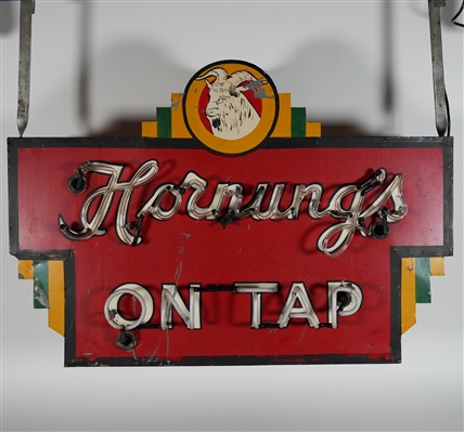 Hornung's On Tap 2 Sided Tin Neon Bock Sign ULTRA RARE