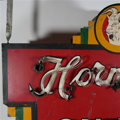 Hornung's On Tap 2 Sided Tin Neon Bock Sign ULTRA RARE