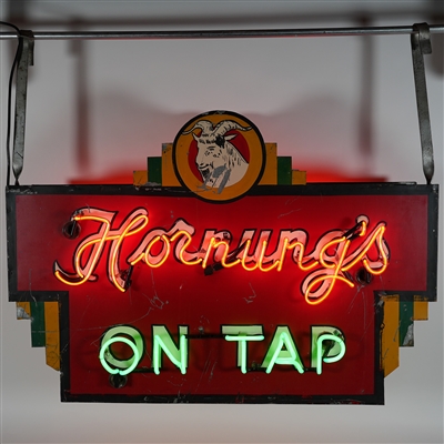 Hornung's On Tap 2 Sided Tin Neon Bock Sign ULTRA RARE