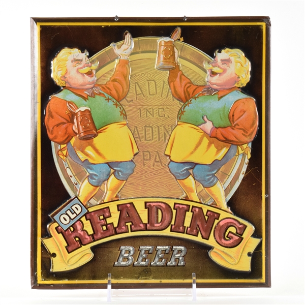 Old Reading Beer 1940s Embossed Tin-Over-Cardboard Sign GUS