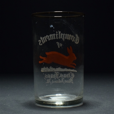 Chas Haas Pre-Prohibition 2-Color Etched Drinking Glass RABBIT