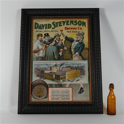 David Stevenson Pre-Prohibition UNCLE SAM Factory Scene Chromolithograph MINTY RARE