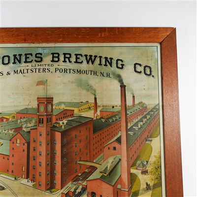 Frank Jones Brewing Tin Pre-Prohibition Factory Scene Sign SCARCE INCREDIBLE