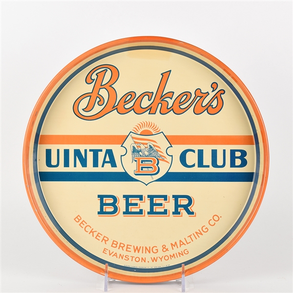 Beckers Uinta Club Beer 1930s Serving Tray