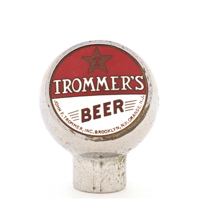 Trommers Beer 1940s 2-Sided Chrome Ball Tap Knob