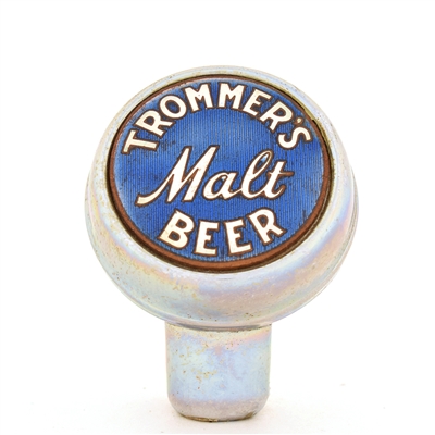 Trommers Malt Beer 1940s 2-Sided Enameled Chrome Ball Tap Knob