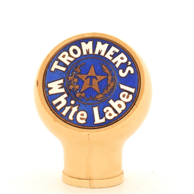 Trommers White Label 1930s Enameled Ball Tap Knob WHITE