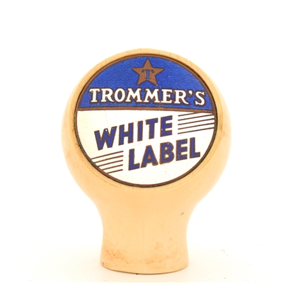 Trommers White Label 1940s Enameled Ball Tap Knob WHITE