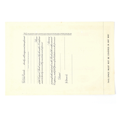 Fort Pitt Brewing Co Capital Stock Certificate 100 SHARES SPECIMEN