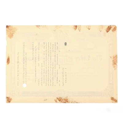 Loder Brewing Co Common Stock Certificate SERIES A-B