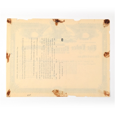 Loder Brewing Co Preferred Stock Certificate SERIES A-B