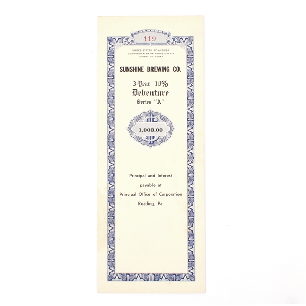 Sunshine Brewing Co Series A Corporate Bond UNDATED