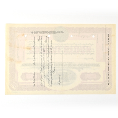 Washington Brewing Co Capital Stock Certificate SPECIMEN